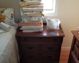 Matching nightstands - two available. Towels