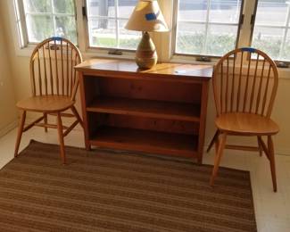 Bookcase; chairs