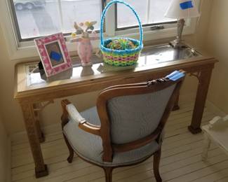 Foyer table/desk; arm chair