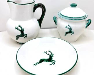 Vintage Gmunder Kermamik Ceramic Deer Pitcher, Sugar Bowl & Plate Set, Austria
Lot #: 131