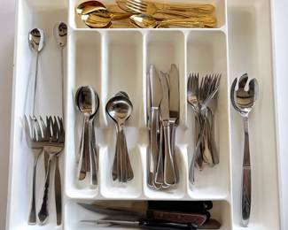 Assorted Flatware By Prestige Flatware, Ginko, Dalia, Supreme Cutlery & More In Plastic Tray (Over 40 Pieces)
Lot #: 163