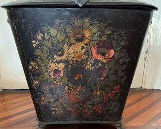 Antique English Tole Hand Painted Coal Scuttle
Lot #: 1