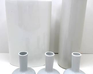 White Ceramic Vases, Oval From Italy, 3 Bed Vases By Porcelain
Lot #: 153