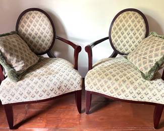 2 Barbara Barry For Baker Furniture Oval X Back Accent Chairs With Matching Pillows
Lot #: 63