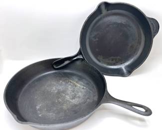 Le Creuset #26 Cast Iron Frying Pan & Larger Cast Iron Pan
Lot #: 161