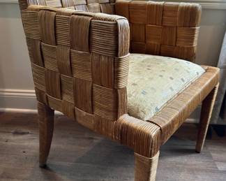 Vintage John Hutton For Donghia Wicker Cane Block Island Dining Chairs With Upholstered Seat
Lot #: 25