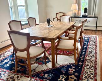 Vintage Solid Oak Farmhouse Dining Table With 2 Extensions
Lot #: 4