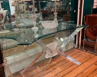 Glass table with Lucite Base
