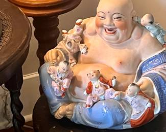 Large early 20th C laughing Buddha with children…lovely piece 