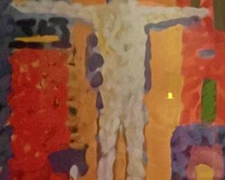Size is around 38” tall…beautiful acrylic on crescent board