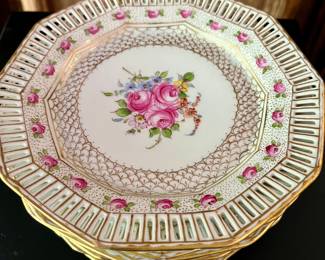 Antique Dresden reticulated dessert plates 