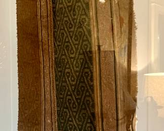Framed antique fabric weaving