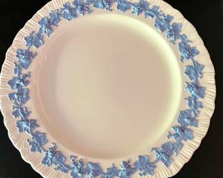 Set of old blue on white carved dishes by Wedgewood 