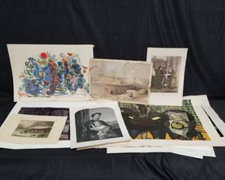 Lot # : 212 - Group of paintings, lithographs, engravings

