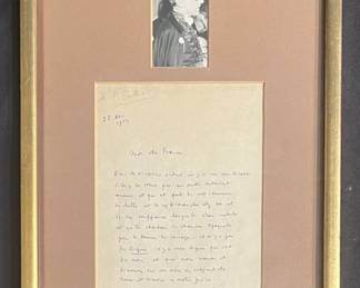 Lot # : 424 - Framed Letter and Photo, dated 1952
