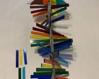 Lot # : 380f - Vintage stained glass hanging mobile 16"l.
