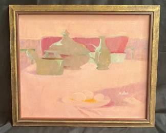 Lot # : 420 - Mid-Century Signed Still Life Oil Painting
