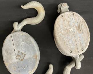 Lot # : 315 - Pair of antique block and tackle ship props

