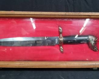 Lot # : 346 - Golden boar blade in a case
