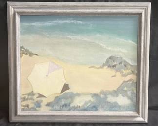 Lot # : 418 - Beach Landscape Painting Signed
