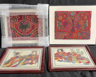 Lot # : 448 - Four Framed, Embroidered Textile Artwork
