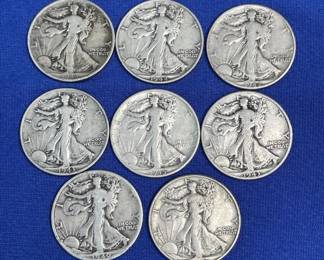 Lot # : 426z - Lot of 8 Walking Liberty silver half dollars
