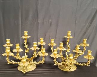 Lot # : 67 - Pair of vintage gilt bronze candelabras
