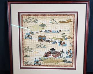 Lot # : 500 - Framed Asian silk embroidery
