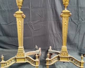 Lot # : 398 - Vintage pair of brass andirons
