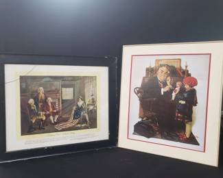 Lot # : 334 - Pair of prints - Birth of Our Nation's Flag, and Norman Rockwell.