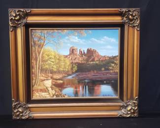 Lot # : 526 - Signed Crystal Shelley oil on canvas (landscape)
