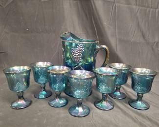 Lot # : 343 - Group of Carnival glass grapes and vines goblets
