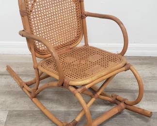Lot # : 75 - Child's caned rattan rocking chair
