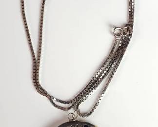 Lot # : 3 - Sterling silver necklace with azurite 
