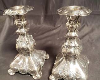 Lot # : 518 - Sterling silver hallmarked weighted candle sticks
