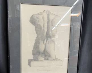 Lot # : 85 - Male nude torso drawing
