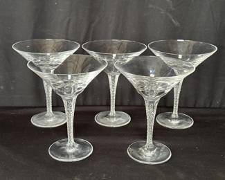 Lot # : 40 - 5 vintage Lalique crystal Martini glasses
