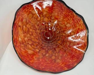 Signed - Handmade Flame - Inspired Murano-Style Glass Bowl (2004)	