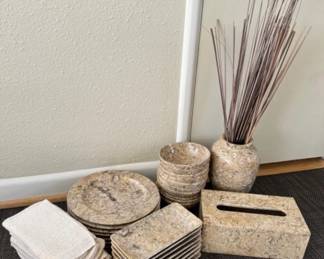 37-Piece Fossil Limestone Dinnerware Set w/ Accessories	