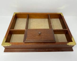 Rustic Mahogany Dresser Tray w/ Gold Tone Trim #1	