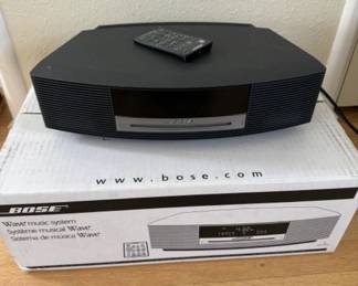 Sleek Black Bose Wave Music System w/ Remote Control & Box	