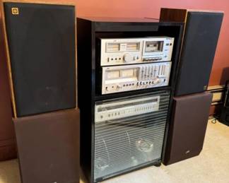 Vintage JVC Audio System: Tuner, Amp, Cassette Deck, Speakers +	