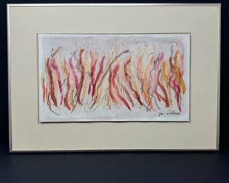 Signed Abstract Expressionist Tapestry by J. Calderon	