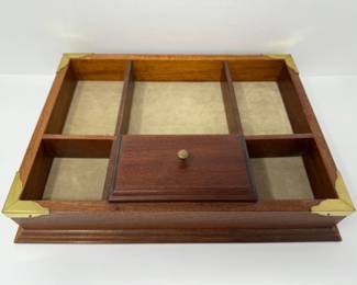 Rustic Mahogany Dresser Tray w/ Gold Tone Trim #2	