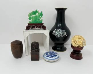 Tiny Treasures of Asian Descent: Jade-Like Carving, Vase, Seal & More	