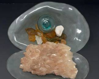 Coastal Treasures Display: Ceramic, Glass, & Gemstones	