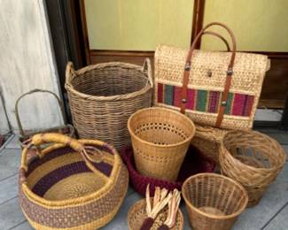 Assorted Wicker Basket Collection w/ Colorful & Unique Designs	