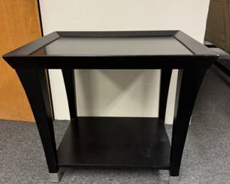 Dark-Colored Solid Wood End Table w/ Glass Top	
