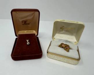 Black Hills Gold Ring (Approx. 5.21G) + 14K & CZ Necklace Pendant	