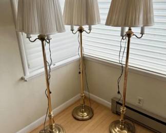 4 Light Candelabra w/ Brass Stand & Scalloped Pleated Shades(Set of 3)	